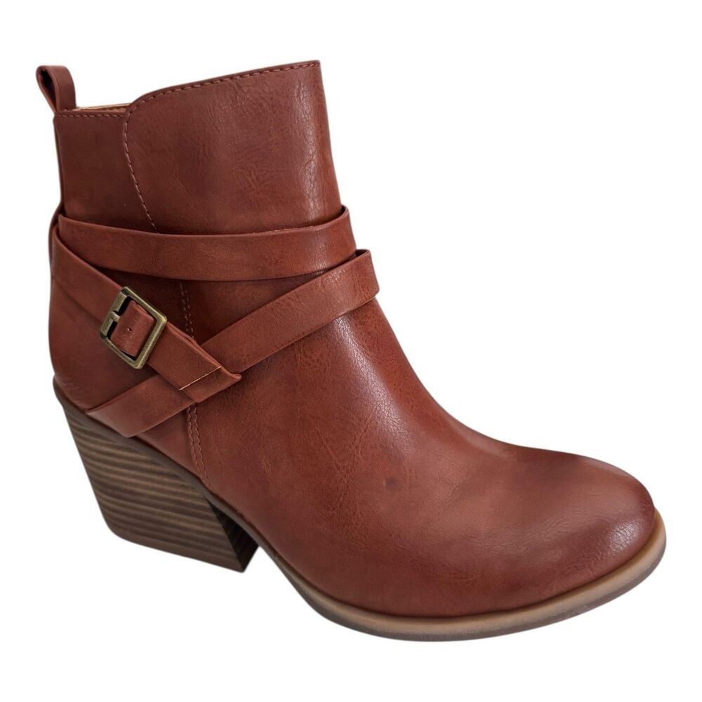 Korks by Kork Ease Womens Size 7 Heidi Block Heel Dark Tan Booties
